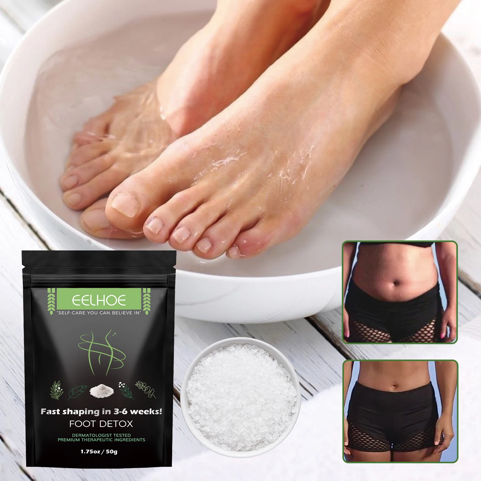 EELHOE Slimming Foot Bath Salt Fast Slim Body Detox Essential Oil Feet Spa Salts for Fat Burning Loss Weight Belly Firming Relax