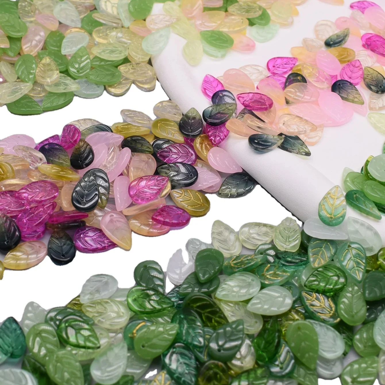 50pcs  A  Bag Wholesale Diy Necklace Earrings Charms Jade Leaf  Earrings Accessories Glass Beads For Jewelry Making Accessories