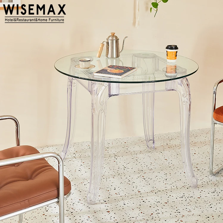 Фабрика мебели WISEMAX новый дизайн Свадебный Банкетный стеклянный обеденный стол круглые и квадратные Прозрачные Акриловые Журнальные
