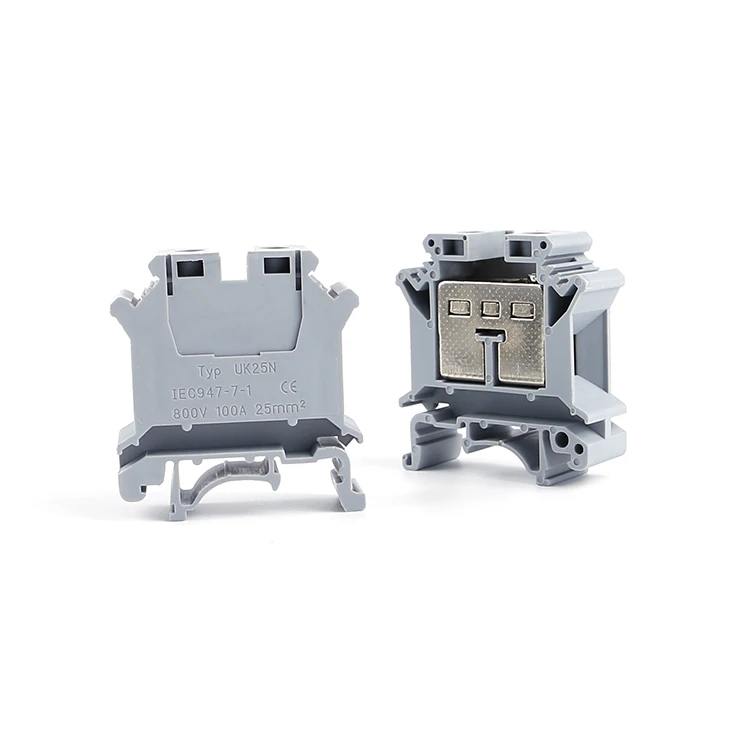 UK25 Gray12-4 AWG 2.5-25mm Nylon Plastic PA66 Universal Screw Type Panel Mountedchinacheap Feed Through DIN Rail Terminal Blocks