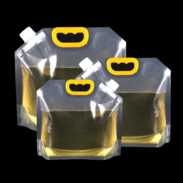 3L 5L Food-grade PET type Transparent Factory Customized catering use Big sizes Nozzle Pouches Plastic Handle