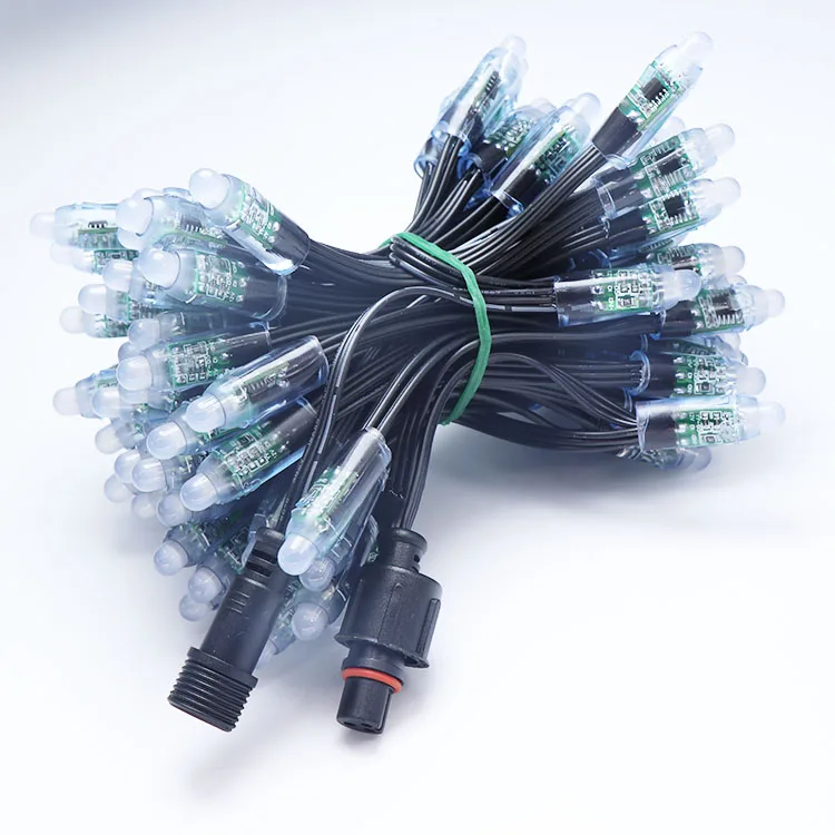 black 18AWG  3pin wire 4inch spaing xconnect Ray wu connector 12MM bullet nodes  addressable rgb neo LED WS2811 12V pixel