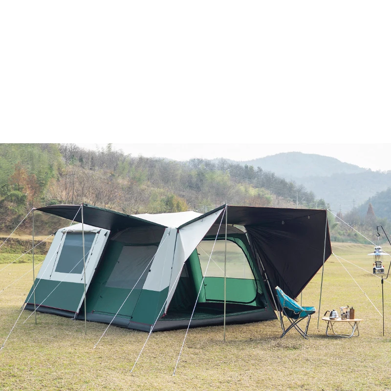 Two Bedroom One Living Room Large Size Canvas Big Family Outdoor Camping Tent For 12 Persons