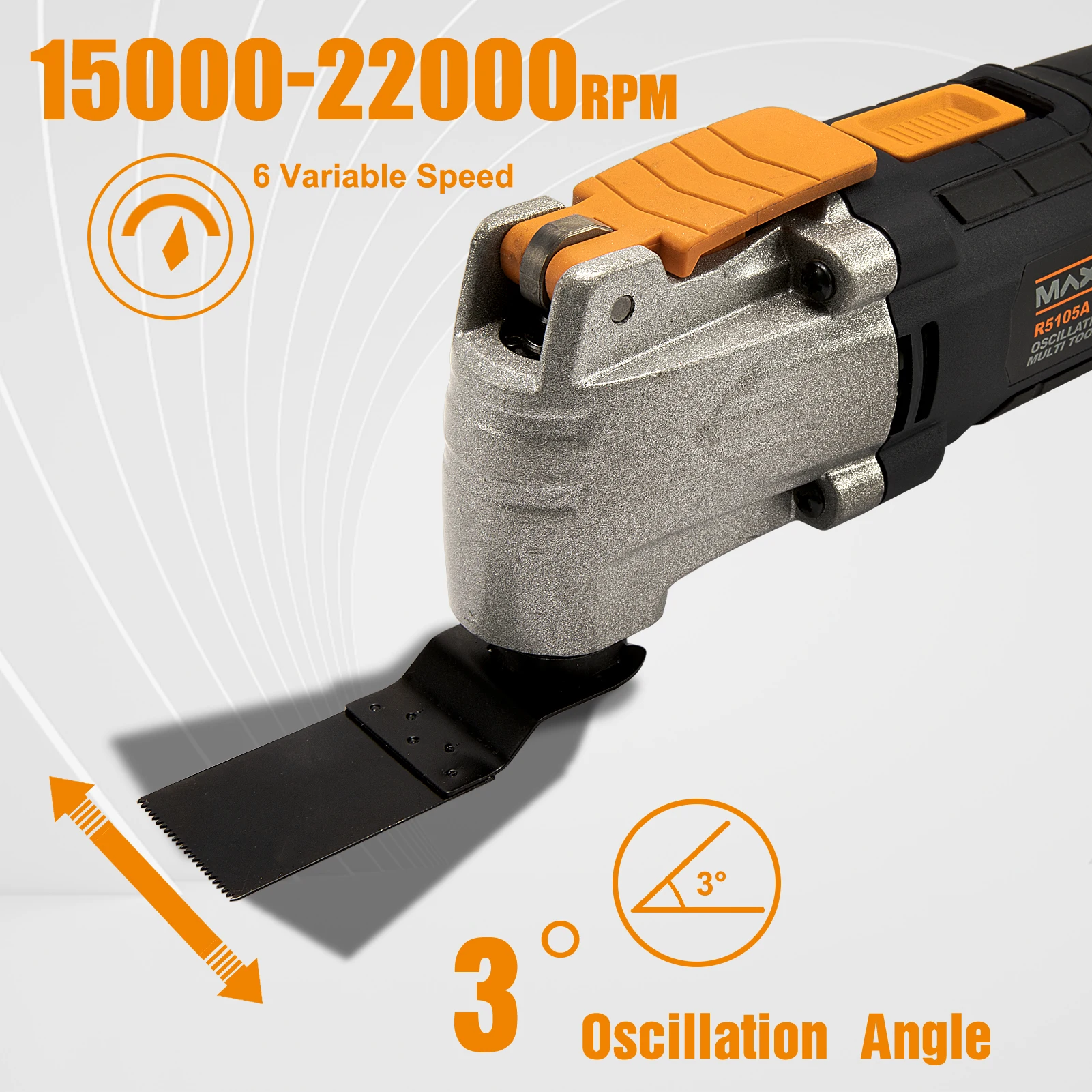 MAXXT Oscillating Multitool, Oscillating Saw with 6 Variable Speed 3 Oscillation Angle Quick Release Construction