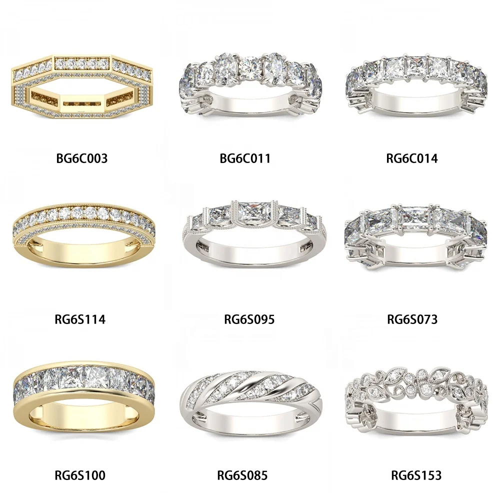 Abiding Custom Exquisite Cubic Zirconia 925 Sterling Silver Band Ring Wedding Ring Set For Ladies