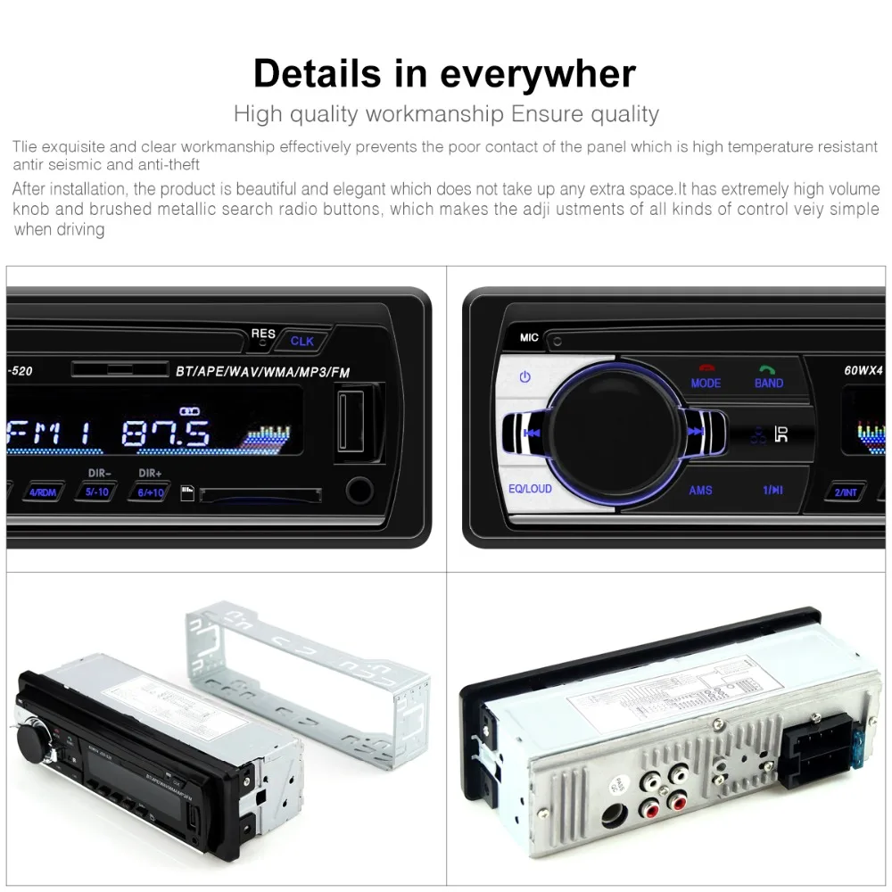 HINZ New Car MP3 Player JSD520 1 Din Car Stereo With USB AUX
