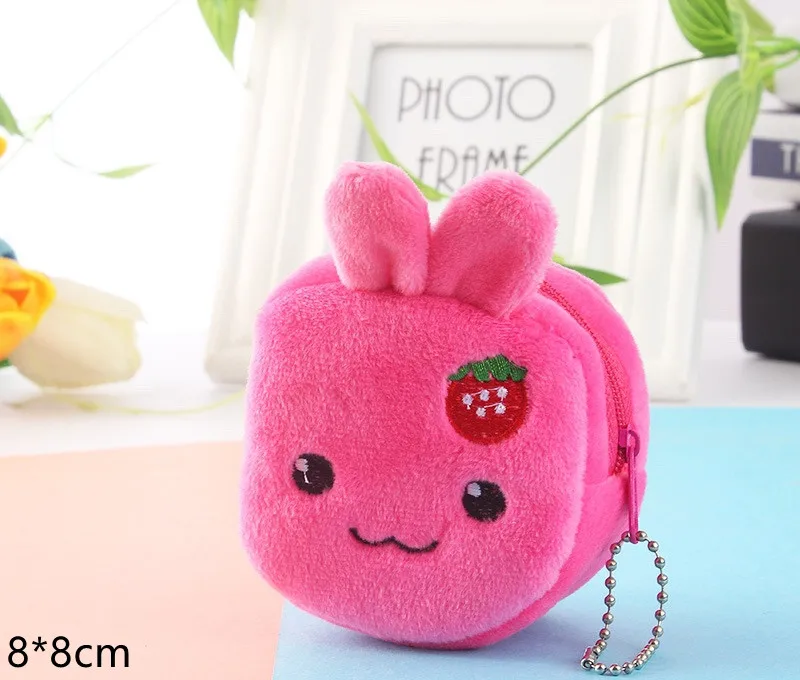 8*5 cm strawberry key ring hanging accessories Cute Plush Toy panda duck Stuffed Small purse Dog Rabbit Bear