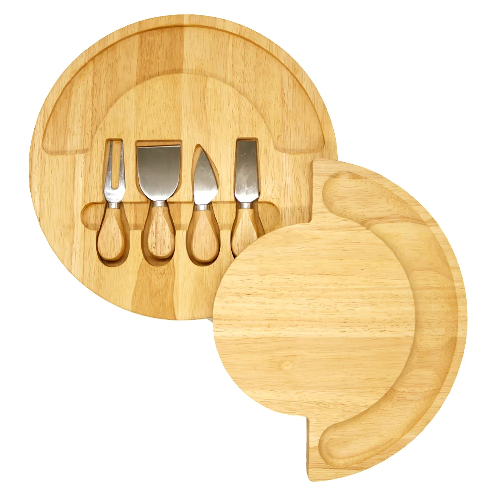 Premium Customizable Round Rubber Cheese Board Cutting Board Set