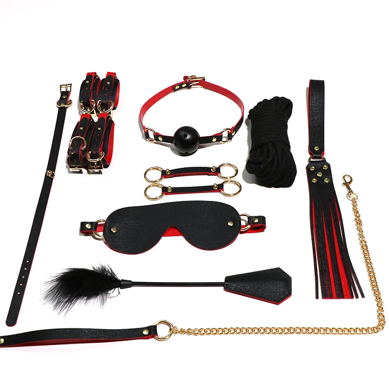 BDSM Bondage Good Quality Metal Leather Fetish Kit Restraints Slave Hot Sell China Sex Bondage Kit