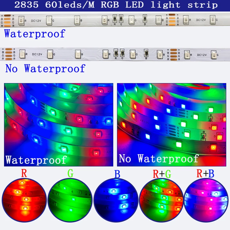 Luces Led Para Casa 12V 5M indoor 2835 5050 SMD RGB Tiras De Luces Leds Smart Strip Light Outdoor Barras De Luz LEDs