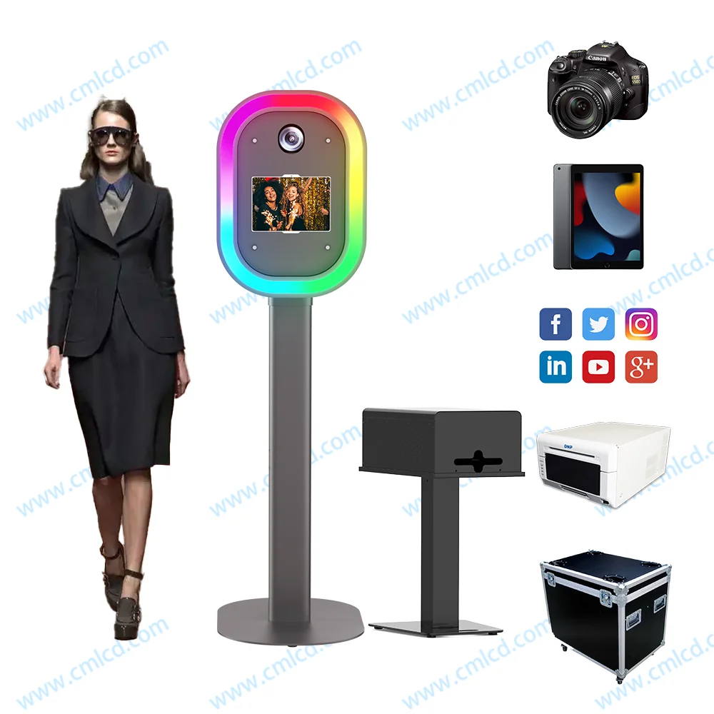 New Design Wholesale photobooth Shell Oval Faceplate Photo Booth with led lights for Wedding Party photobooth with led lights