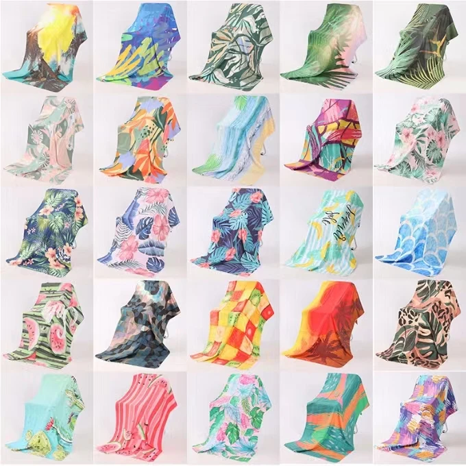 Wholesale price recycled repet microfiber beach towel free design custom printing and logo sand free beach towel