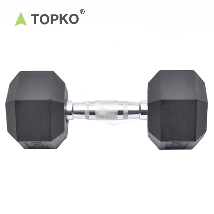 TOPKO Cast iron fitness equipment Rubber Dumbell/rubber hex dumbbell Weights lifting fitness equipment gym home use