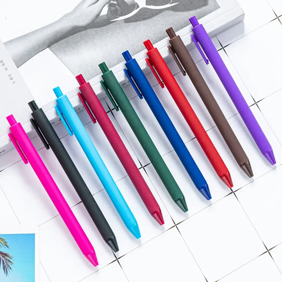 Promotional Multi colored Retractable Gel ink Ballpoint Pens Low Price Fancy Custom Logo Candy Colour Click Gel Pens