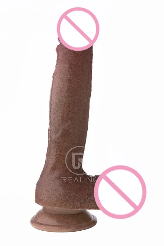 REALING Naked Adduction 8 Inch Realistic Silicone Dildo with Suction Cup, Dual Density Dong, Beige Color Penis, Adult Sex Toy