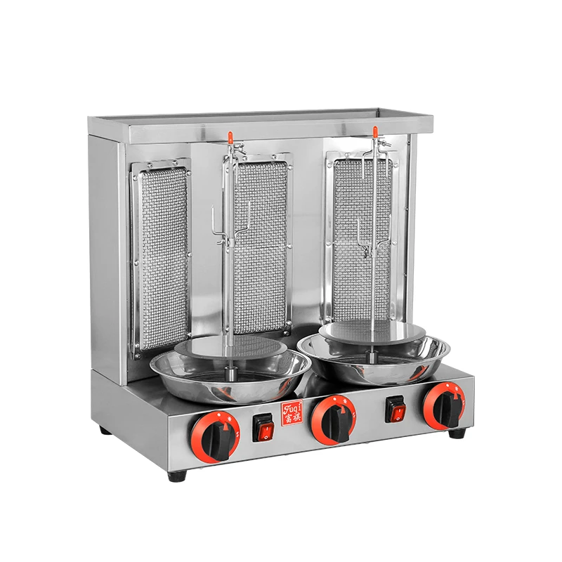 Fuqi Factory Price Hot Sale Kebab Machine High Quality Stainless Steel Three Head Gas Kebab Machine For Restaurant