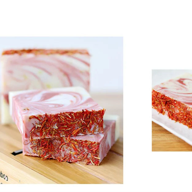 Private Logo Natural Herbal Saffron Coconut Milk Soap Bar Cold Press Essential Oil Multi-layer  Soap