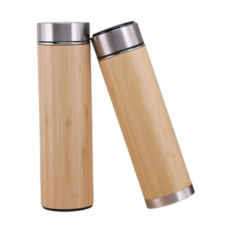 304 Stainless Steel Smart Bamboo Shell Straight Office Coffee Cup Bamboo Shell Cup Thermos Cup