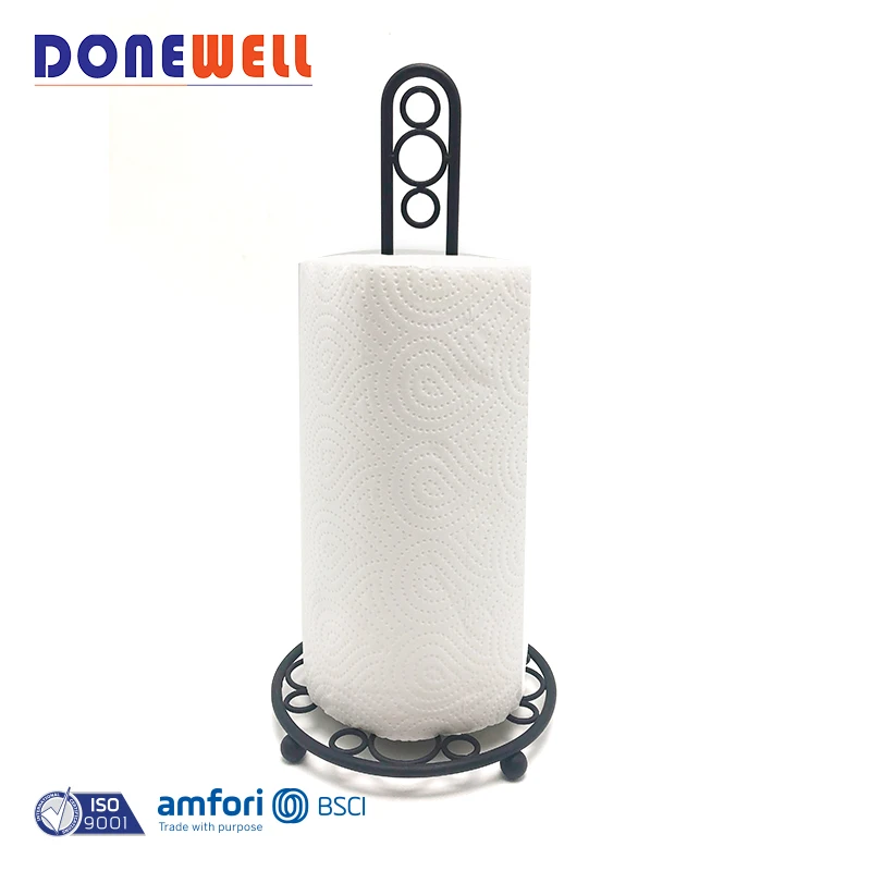 Professional kitchen tissue paper roll holder black standing hand table towel holder