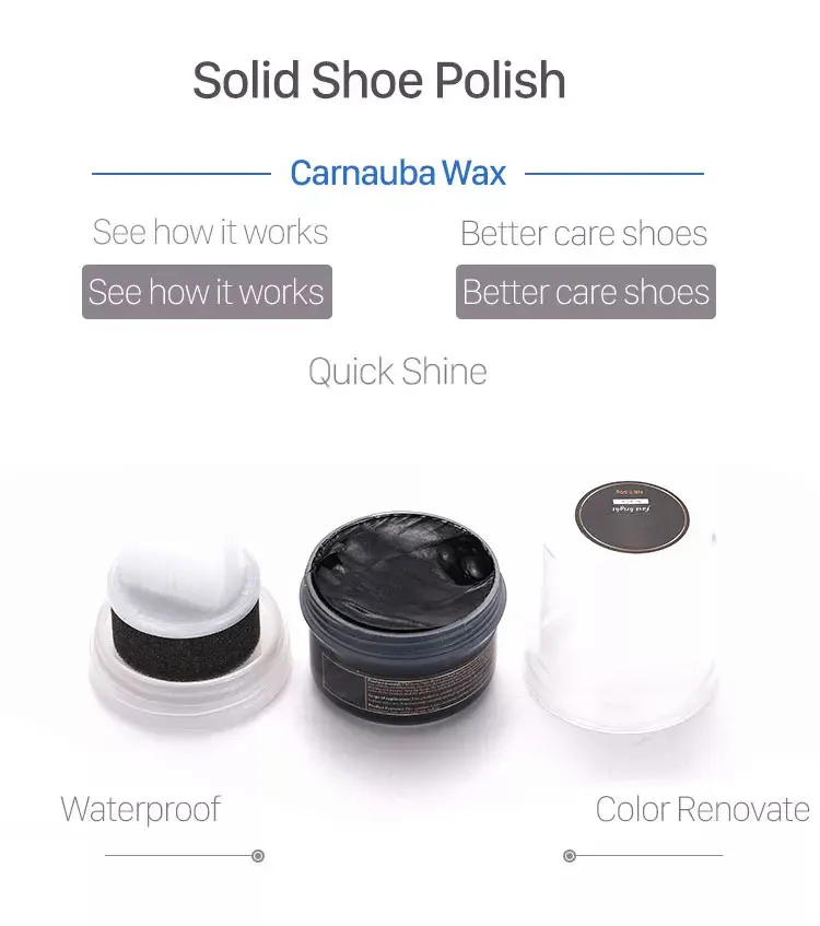 Shoe Polish Shine Cream Carnauba Wax Polishing Cream Care Product In Plastic Jar With Sponge Brush Leather Creamy Shoe Polish