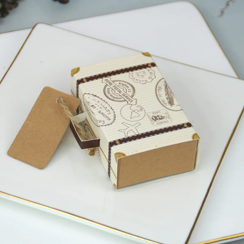 CIVI luxury suitcase shaped paper candy box creative mini suitcase wedding party favors gift sugar cookie box packaging