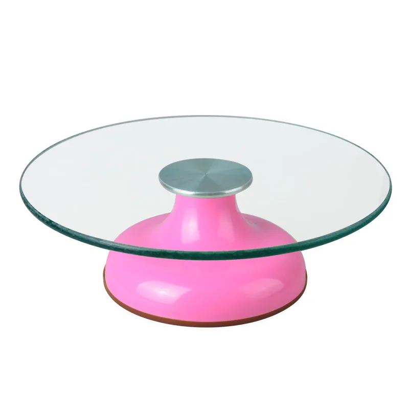 10/12/13 Inch Anti Slip Revolving Glass Cake Turntable With Plastic Base For Home Party Cake Decorating