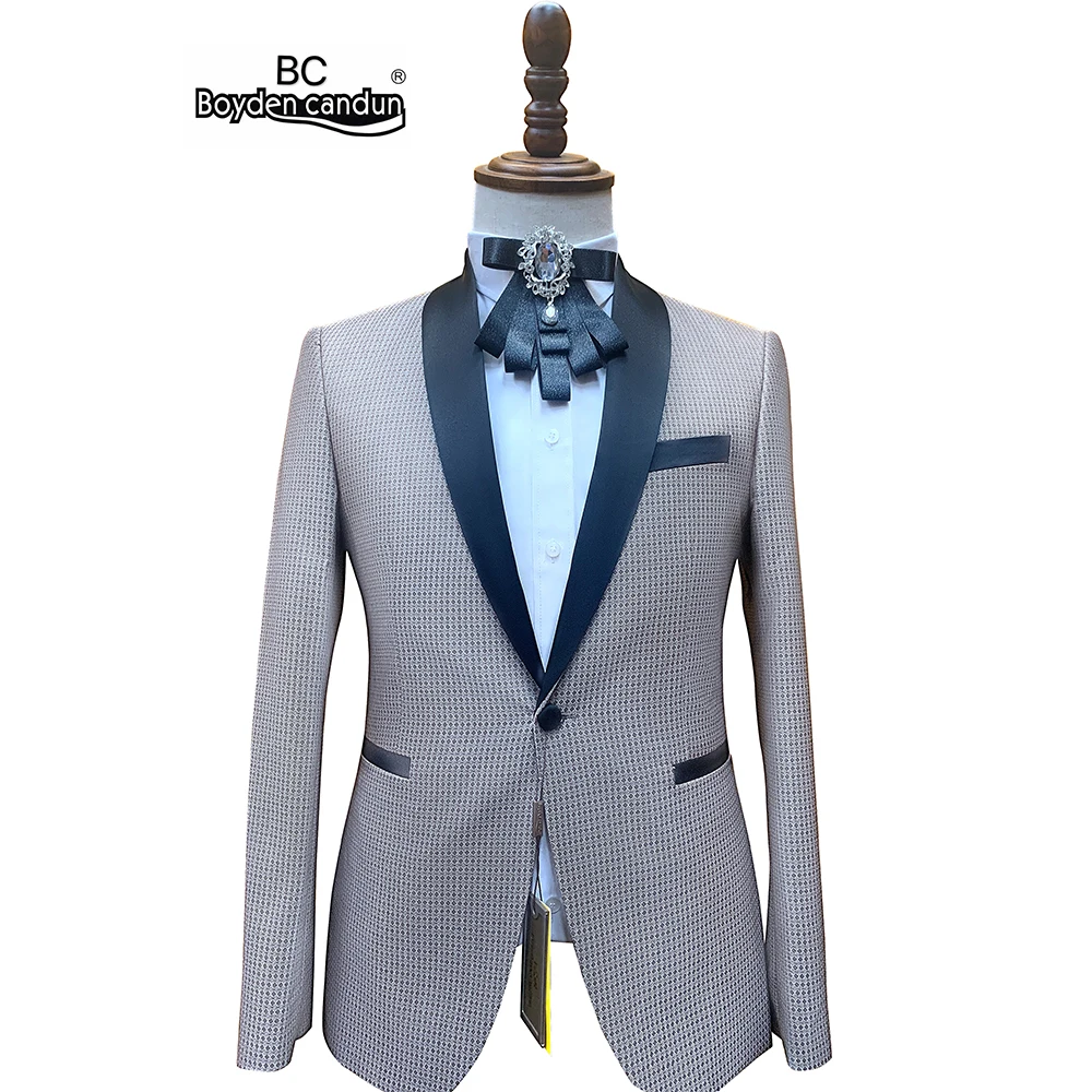 
Wedding Tuxedos Groom Shawl Lapel Custom Prom Business Boyfriend Jacket Pants Mens Suits 