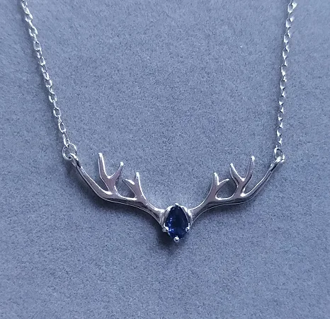 s925 sterling silver elk antler pendant necklace women jewelry crystal deer necklace