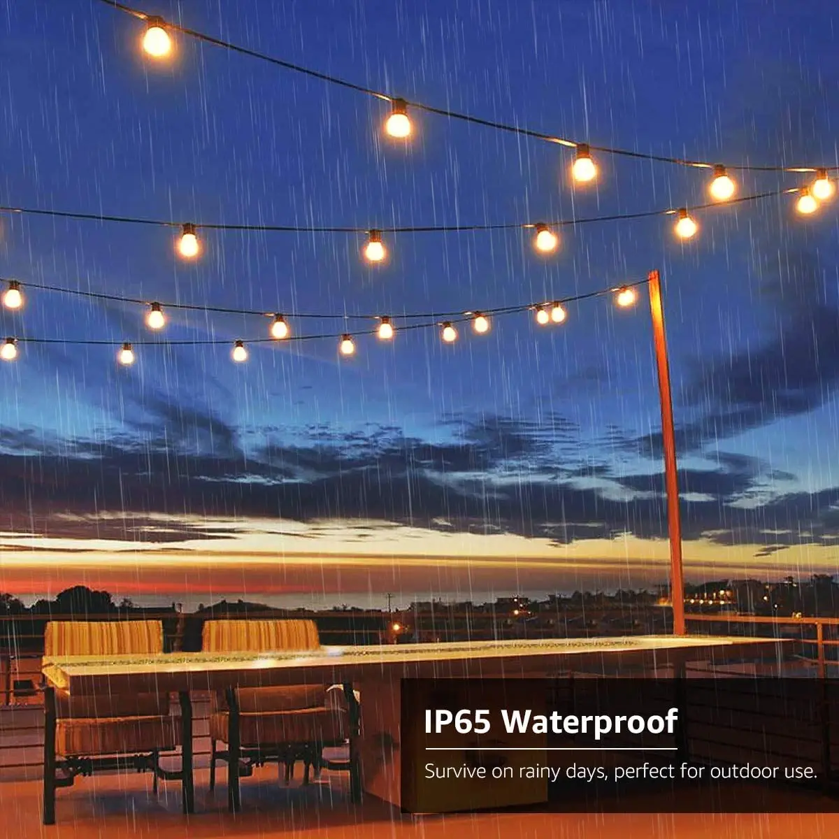 Modern Vintage Waterproof Outdoor New Year Party Garden Garlands Decoration Solar USB Rechargeable G40 Globe String Lights