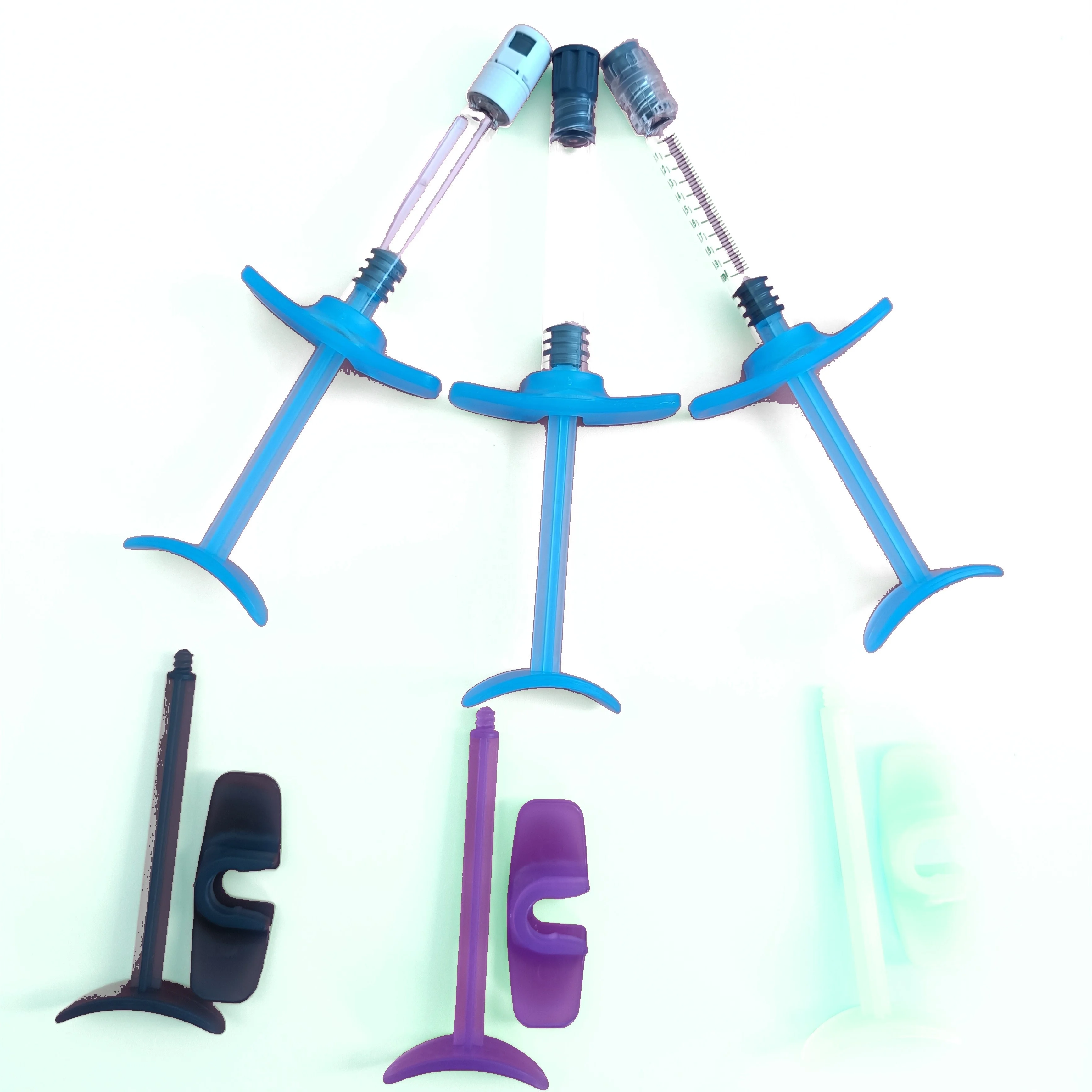 Syringe 1ml  3ml Glass syringe with colorful plunger and wing handle backstop