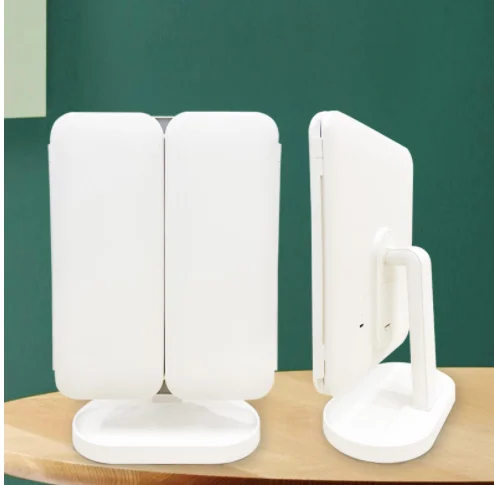 desk lamp three-sided folding touch sensor 180 degree rotating vanity magnifying wall mounted led foldable make up mirror