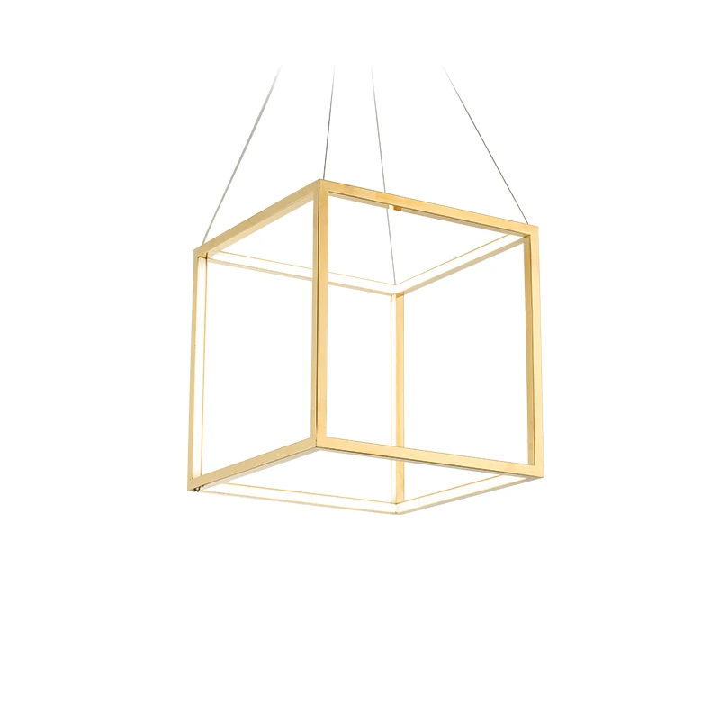 Modern LED Square Stainless steel gold luxury home decor Pendant lamp Chandelier