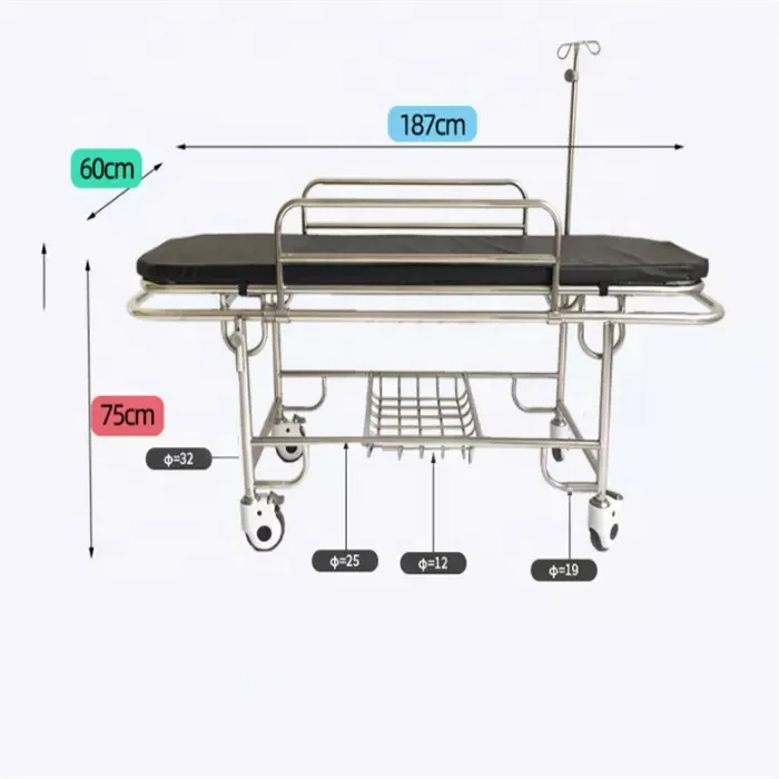 Hongan good price Durable back adjustable Stainless Steel Lifting Stretcher Hospital Patient Trolley