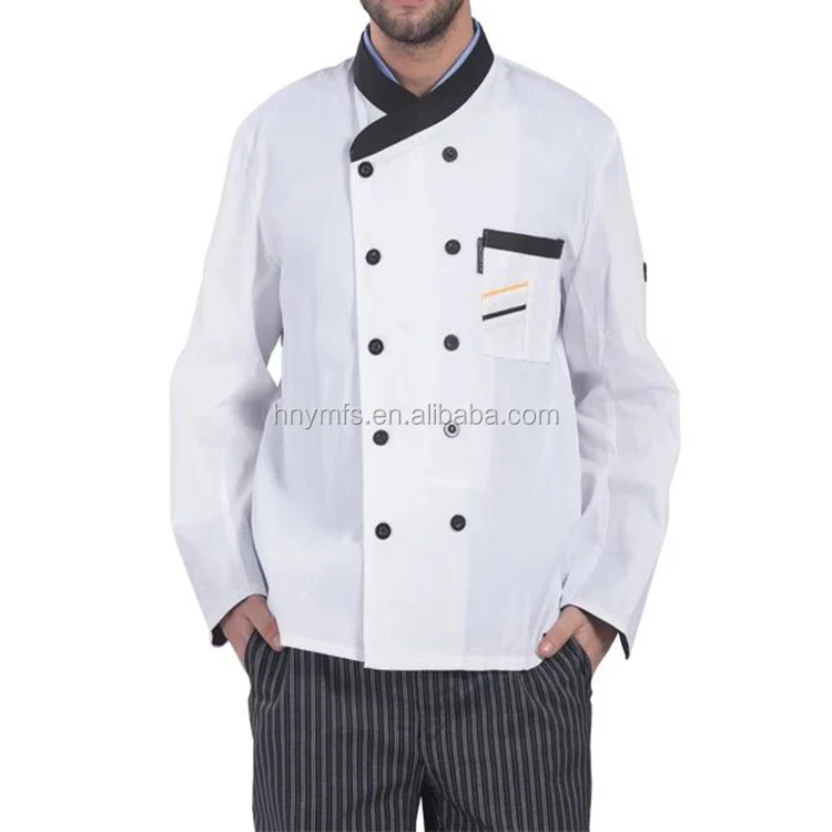 
white chef coat black button double-breasted suit sushi chef uniform 