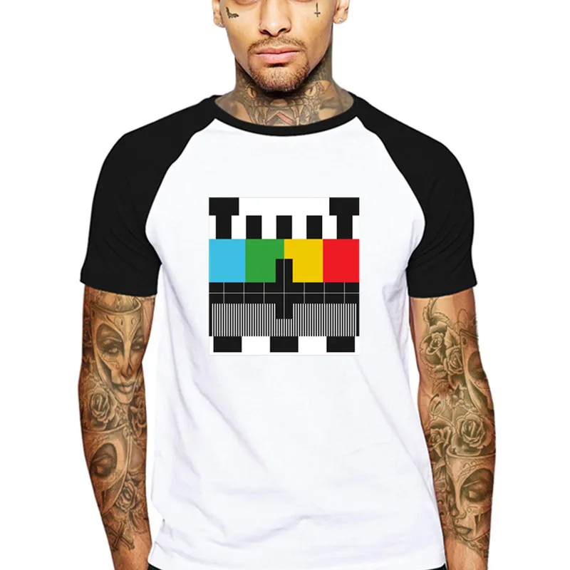 
 Мужские футболки, тестовые сигнальные полосы на телевизоре, Желтый Защитный рисунок, любовь, футбол, купить красный и белый, рукав 3/4  