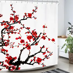 Amazon Bathroom Flower Pattern Pvc Shower Curtain, Manufacturers Prefect Plum Blossom Designer Shower Curtains/