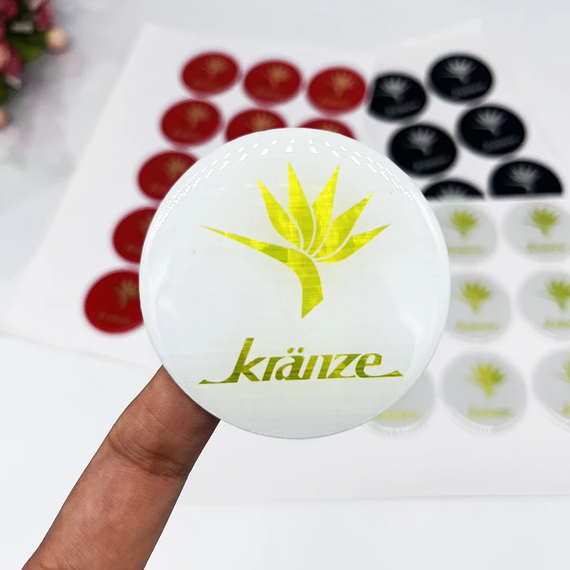Wholesale Customized Adhesive Business Logo Printing Resin Crystal Stickers Brand Design Epoxy Stickers
