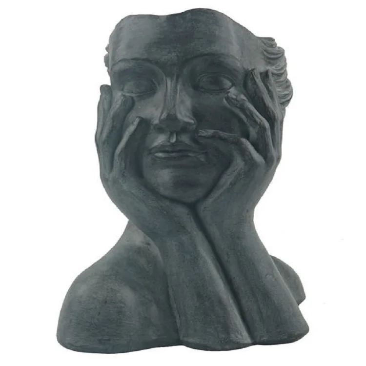 Wholesale Resin Woman Head Face Flower Pots Woman Face Head Containers For Desktop