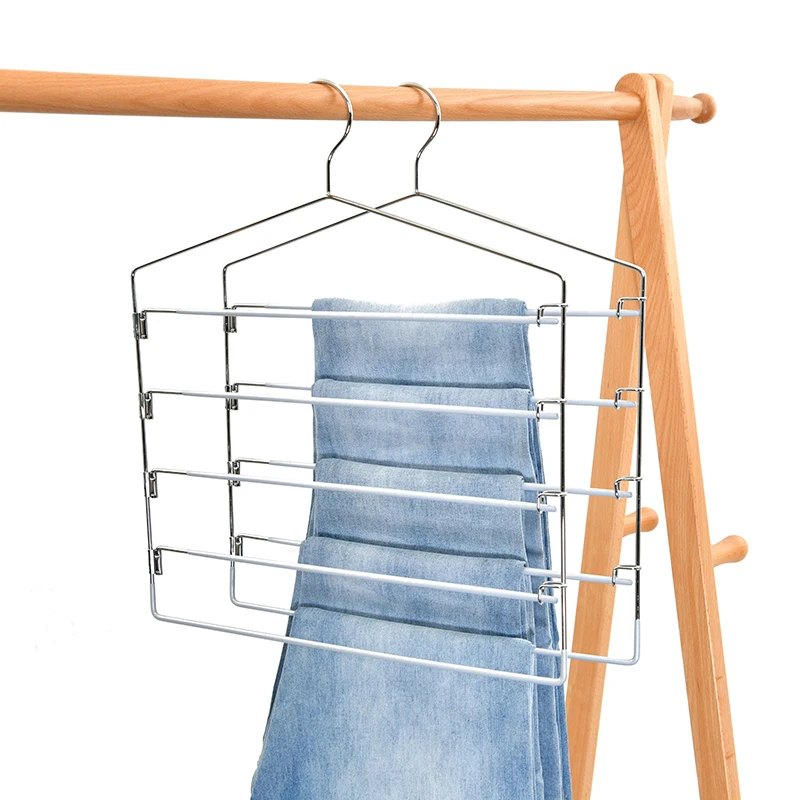 Non-Slip Swing Arm Hanger Space Saving Pants Hangers Multifunctional Metal Hanger for Slacks Jeans