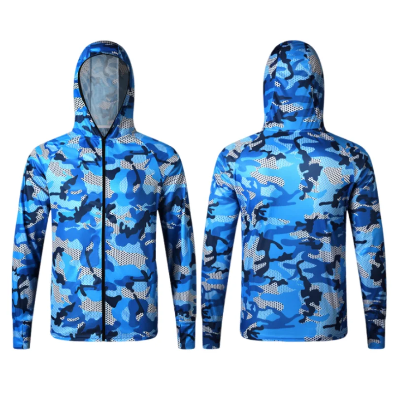 Breathable sublimated 4-way stretch long sleeve pullover fishing jersey custom quick dry upf 50 fishing zip hoodie