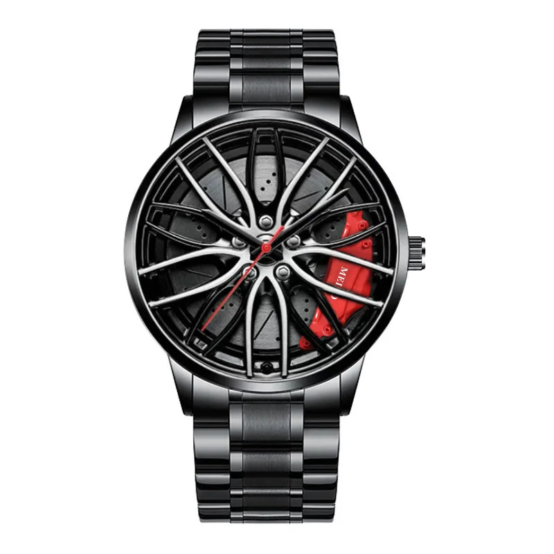 Car Wheel Rims Hub Men Quartz Watch Stainless Steel Watch Luxury Wrist Men Business Watches