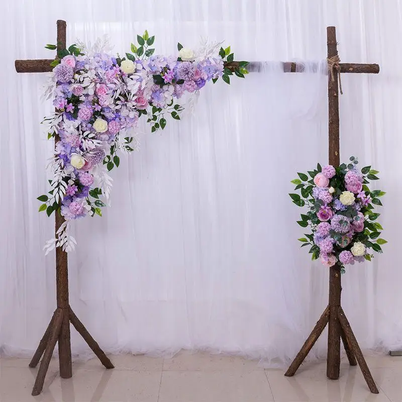 Wholesale Customized Flower Row Arch Artificial Triangles Hanging Flower Table Runner For Wedding Background Decorative