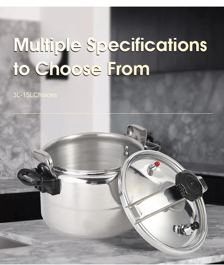 5L 7L 4L Aluminum Pressure Cooker Double Handle Induction Gas Suitable Cookware Bakelite Handles Home Hotels Restaurants Camping