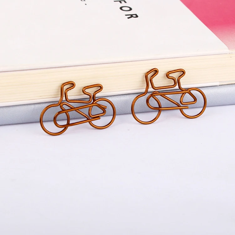 Small cute bike shape paper clip type shaped metal clip as promotional gift