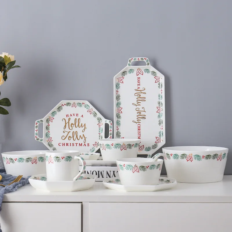 luxury creative promotional festive plates gold imported dinnerware christmas tableware