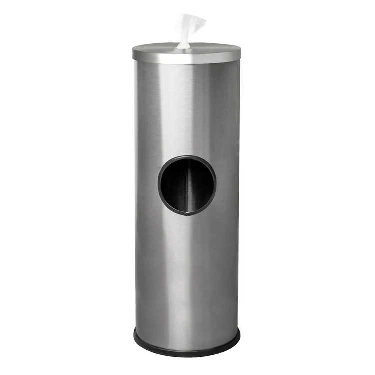 floor standing wet dispenser recycling bin 201 stainless steel tissue wipe garbage bin dispenser with trash can