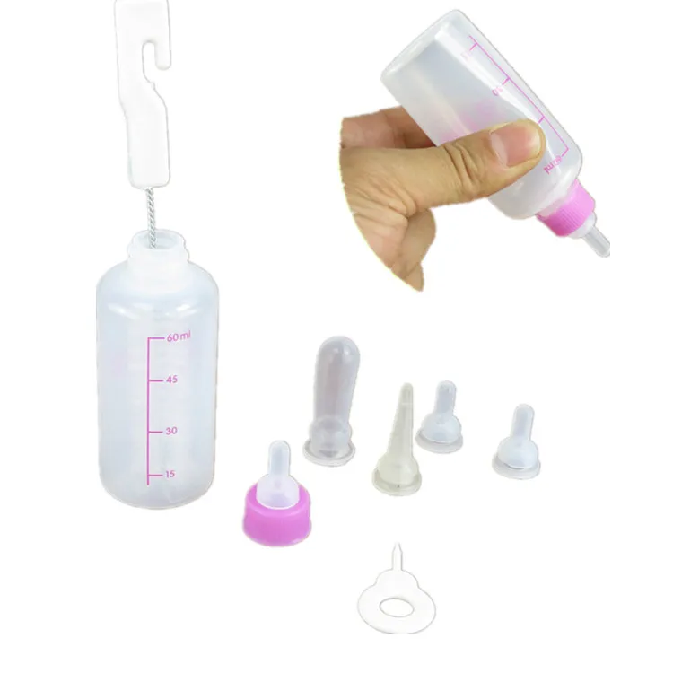 Cat Puppy Milk Water Nursing Bottle Waterer Feeder Kit With Extra Nipples and Brush