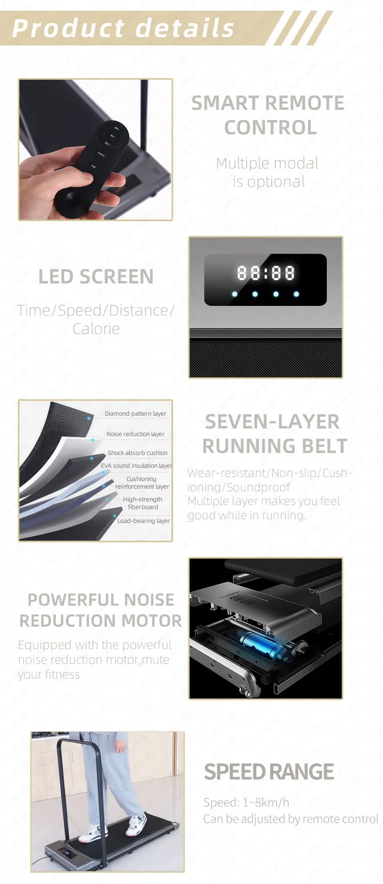 Electric Motorized Running Machine with Remote Control