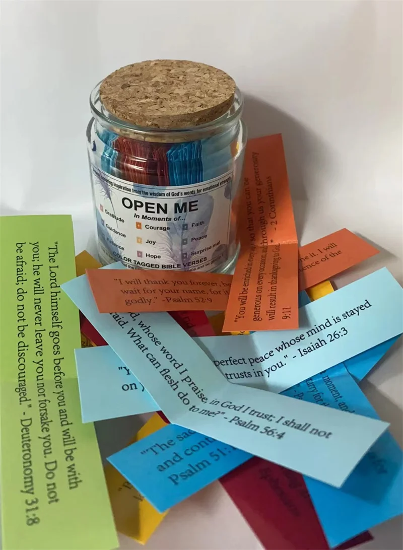 Hot Sale Dropshipping Products Bible Verse In Glass Jar Paper Cotaed Faith Prayer Hope Jar Handmade Christian Gifts Religious