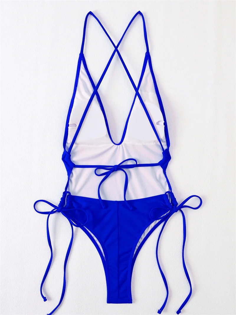 Plunge Sexy Monokini Women Backless Bathing Suit Korea Style One-Piece Swimsuit Latest Design High Cut One Piece Swimsuit